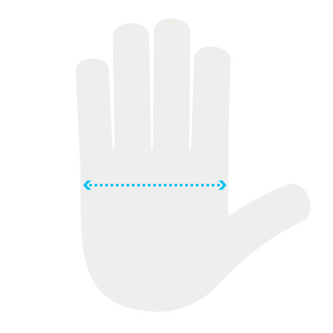 Hand measurement guide for hand length and palm circumference at knuckle