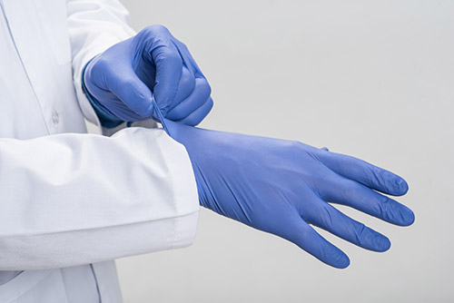 Latex glove in a hospital environment