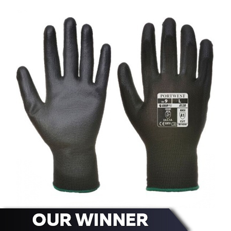 Portwest A120 Black Polyurethane Palm Gloves