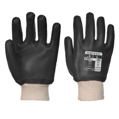 Portwest A400 Black PVC Knit Wrist Gloves