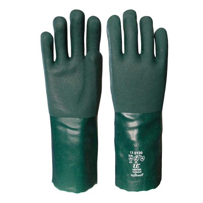 Green V335 Double-Dipped Chemical-Resistant PVC 14'' Gauntlets