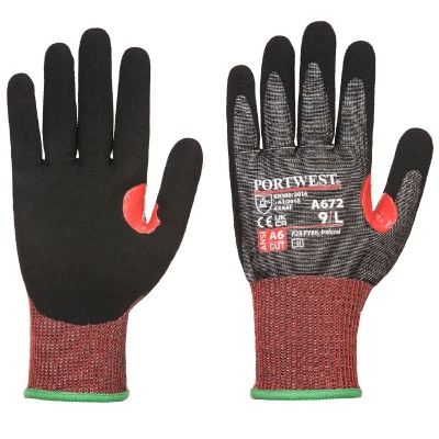 Portwest A672 CS Cut F13 Black Grip Gloves
