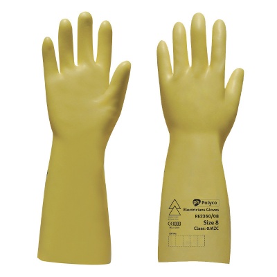 Polyco Class 2 Electricians 17000 Volt Safe Latex Work Gloves
