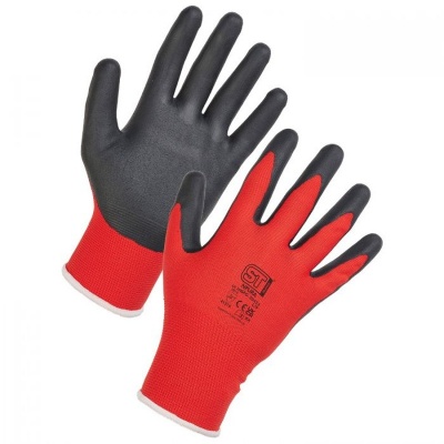 Supertouch SPG-2042 NPURA Palm-Coated Handling Grip Gloves (Red)