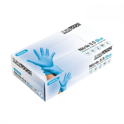Supertouch Nitrile 5.5 Powder-Free Disposable Blue Medical Gloves (Box of 100)