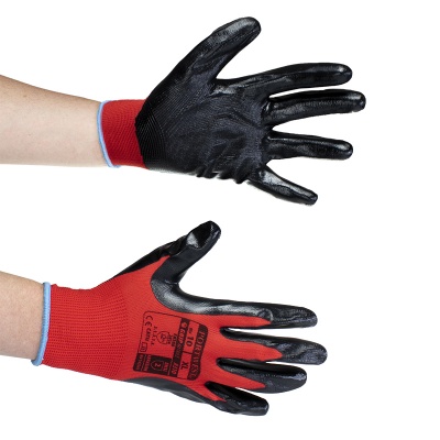 Portwest A310 Red and Black Nitrile Flexo Grip Gloves