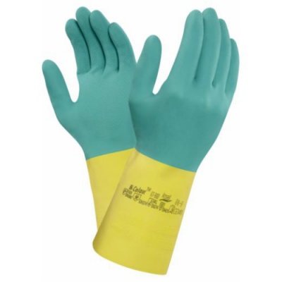 Ansell Bi-Colour 87-900 Chemical-Resistant Latex Gauntlet Gloves