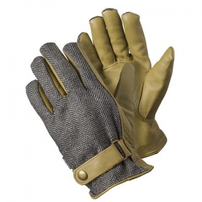 Briers Grey Leather Herringbone Gardening Gloves B7655