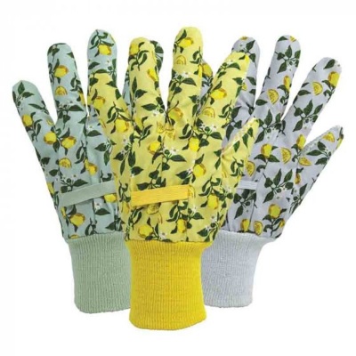 Briers Sicilian Lemon Comfort-Fit Gloves with Cotton Grips (Pack of 3 Pairs)