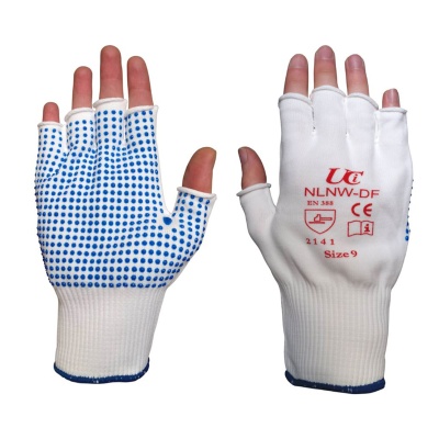 White Fingerless Low-Linting PVC-Dotted NLNW-DF Gloves