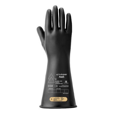 Ansell E016B Electrician Class 0 Black Insulating Rubber Gauntlets