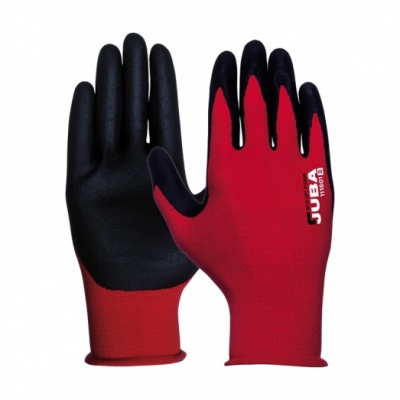 Juba 111801 Econit Nitrile Foam Palm Coated Red/Black Safety Gloves