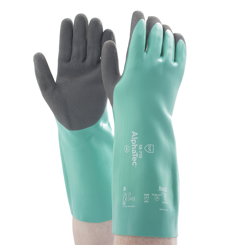 Ansell AlphaTec 58735 Nitrile ChemicalResistant Gauntlets