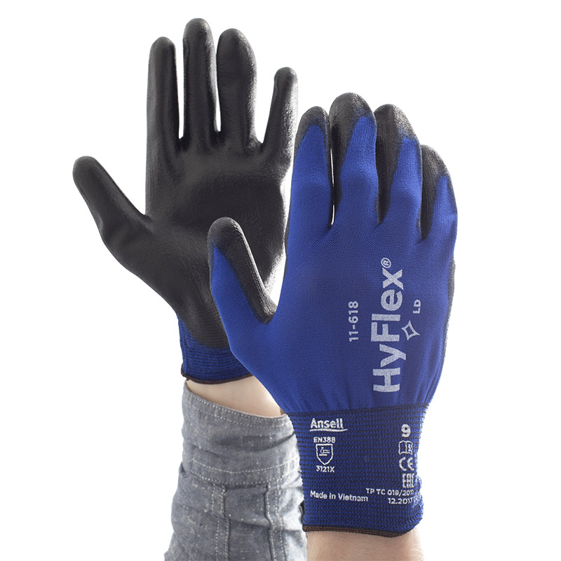 Ansell 11-618 Hyflex Durable PU Palm Thin Flexible Work Gloves Precision 