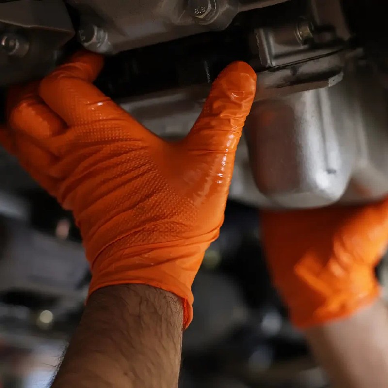 Tough Glove Gator Gripz Orange Nitrile Gloves (Box of 50)