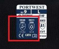 EN 511 Identifiable in the Back of the Gloves EN 511 Identifiable in the Back of the Gloves