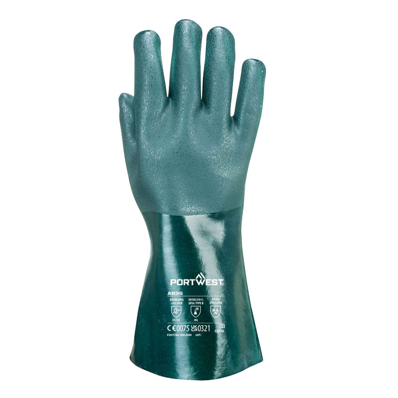 Portwest 35cm Chemical-Resistant PVC Gauntlets A835GN