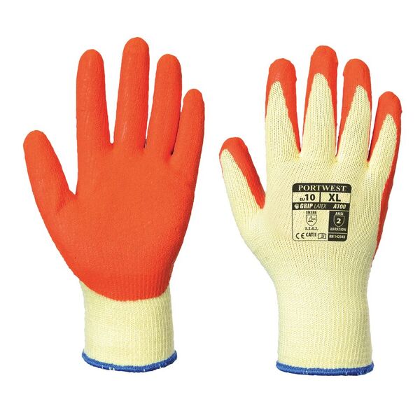 Portwest A100 Orange Latex Grip Gloves
