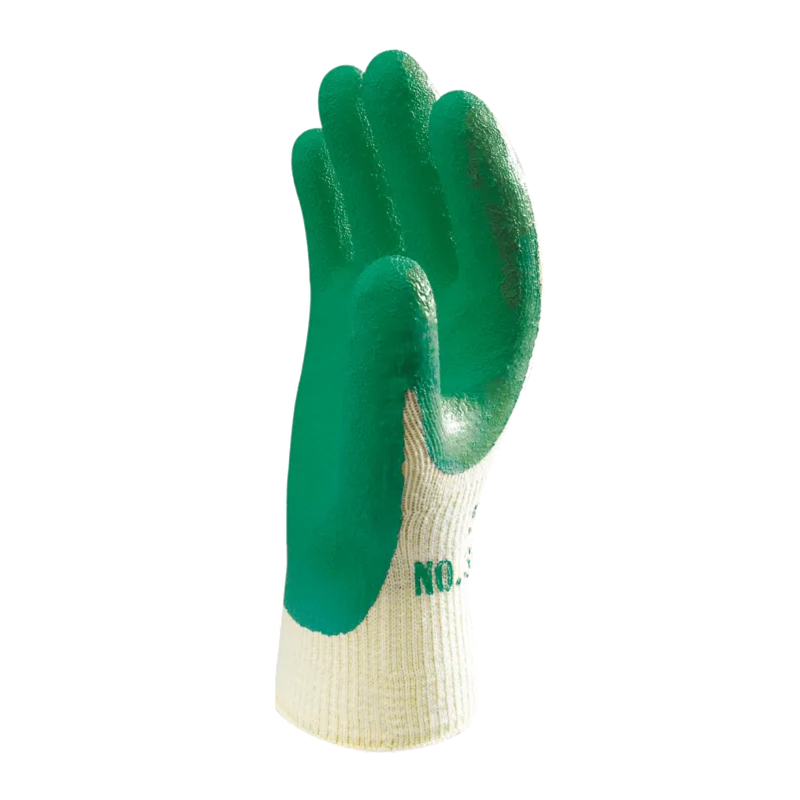 SHOWA 310 Arbeitshandschuhe – Latexbeschichtet, Gelb/grün, 10 Paar (1 Paar Nur 3,46€)
