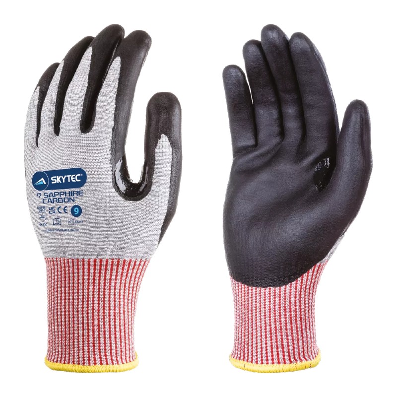 Breathable White Polyester Knitted Blue Nitrile Coating Work Gloves - View #10