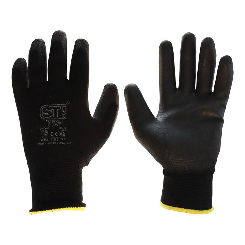 Supertouch 2877 Electron PU Fixer Precision Handling Work Gloves (Black)