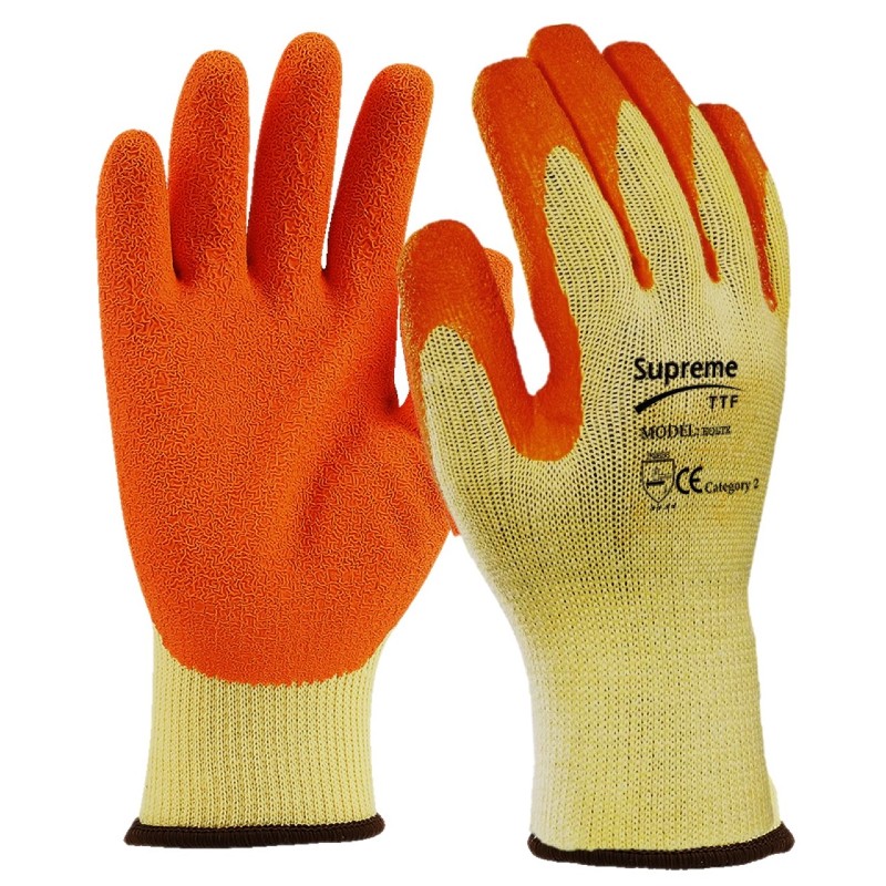 12 Pairs Frost Buster Thermo Latex Winter Gloves – Orange – Waterproof Insulated