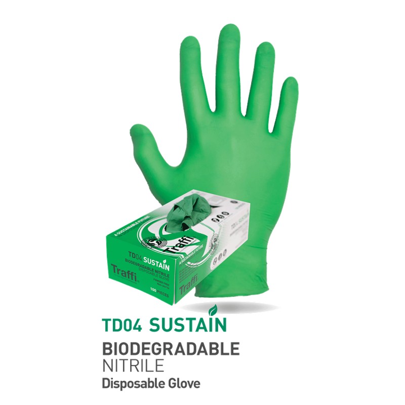 Traffi TD04 Biodegradable Nitrile Disposable Gloves (100)