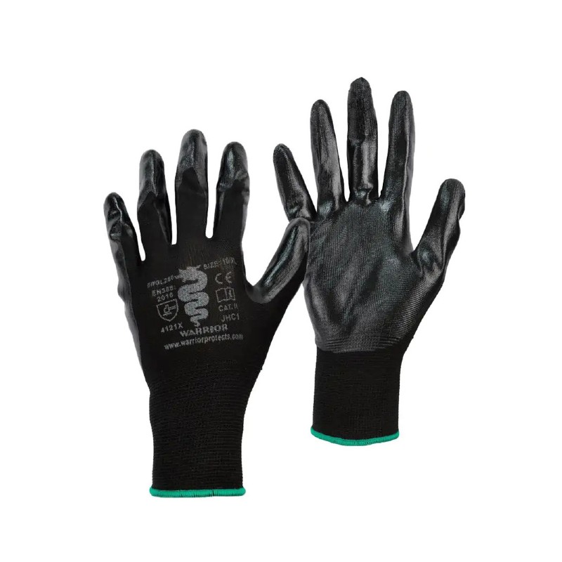 Warrior GL280PK Black Flexible Nitrile-Coated Work Gloves