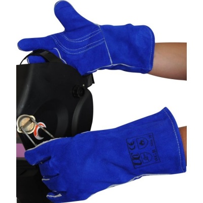 thumbnail image 2 of Drake Off Road 14 Welding Gloves - Blue Lined Leather Welding Gloves 400 Series 2 of 5