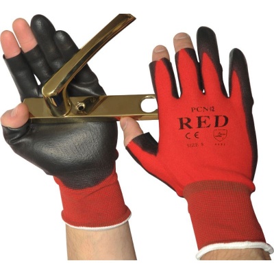 Partially Fingerless PU-Coated Precise Handling PCN-12-Red Gloves