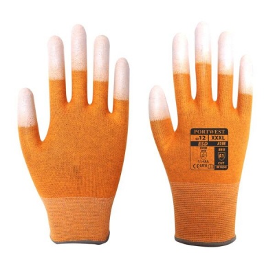Portwest Anti-Static PU Fingertip Orange Gloves A198OR