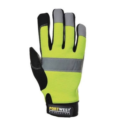 Portwest Heavy-Duty Leather Tradesman Hi-Vis Gloves A710YE