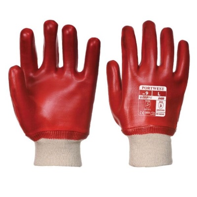 Portwest A400 Red PVC Knit Wrist Gloves (Case of 144 Pairs)