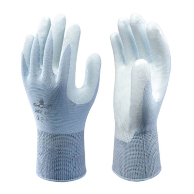 Gants De Travail SHOWA 265R En Nitrile - Antidérapants, Anti-Huiles, Légers Et Respirants - Taille 8/L - Bleu Clair - 9