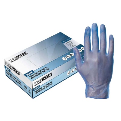 Supertouch Blue Disposable Powdered Vinyl Gloves 1101