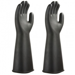 Portwest A802 Heavyweight Chemical-Resistant Latex Rubber Gauntlet Gloves (Black)