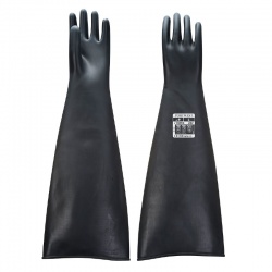 Portwest Black Chemical-Resistant Rubber Gauntlet Gloves A803