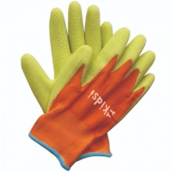 Briers Kids Junior Digger Orange and Green Latex Palm-Coated Gardening Gloves