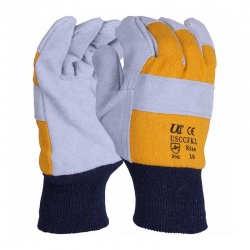 Premium Leather USCCFKL Rigger Handling Gloves with Yellow Drill Backing
