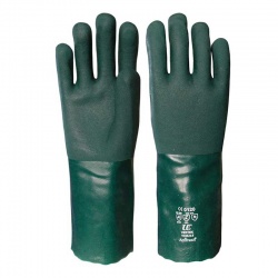 UCi V335 Green Double-Dipped Chemical-Resistant PVC 14'' Gauntlets