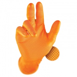 Grippaz Orange Semi-Disposable Nitrile Grip Gloves (Pack of 50)
