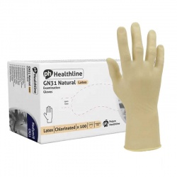 Healthline GN31 Chlorinated Disposable Latex Examination Gloves