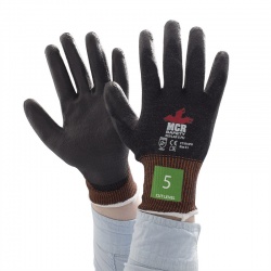 MCR Safety CT1014PU Cut-Resistant Kevlar PU-Coated Work Gloves