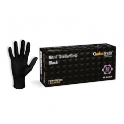 Meditrade StellarGrip Black 6.5g Nitrile Disposable Gloves with Diamond Grip (Box of 50)
