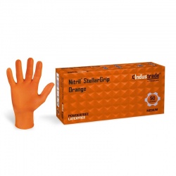 Meditrade 1291 StellarGrip Orange 8.5g Diamond Grip Mechanic's Disposable Nitrile Gloves (Box of 50)