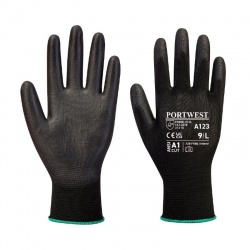 Portwest A123 Black PU Palm Dipped Latex Free Gloves (Pack of 144 Pairs)