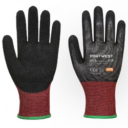 Portwest Black A671 Breathable 13-Gauge CS Cut Latex-Coated Gloves