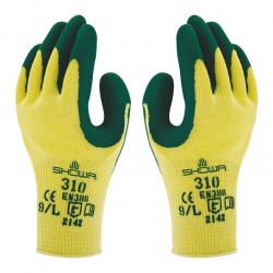 Showa 310 Green Latex-Coated Grip Gloves