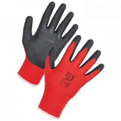 Supertouch SPG-2042 NPURA Palm-Coated Handling Grip Gloves (Red)