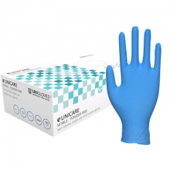 Unigloves Unicare Blue Powder-Free Textured Nitrile Gloves GS003